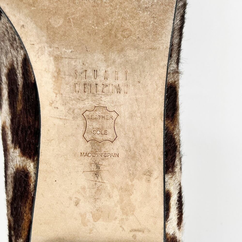 Stuart Weitzman Leopard Calf Hair Loafers Flats Women 9.5 M Pointed Toe Spain - Picture 4 of 10